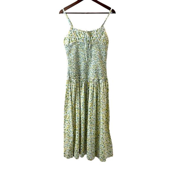 Free People Lavender Daze Smocked Midi Dress in Green Combo Size Large NEW - Picture 5 of 13